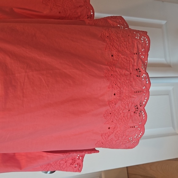 Tommy Hilfiger Coral Off the Shoulder Embroidered Eyelet Hem Size S Blouse - Picture 3 of 12